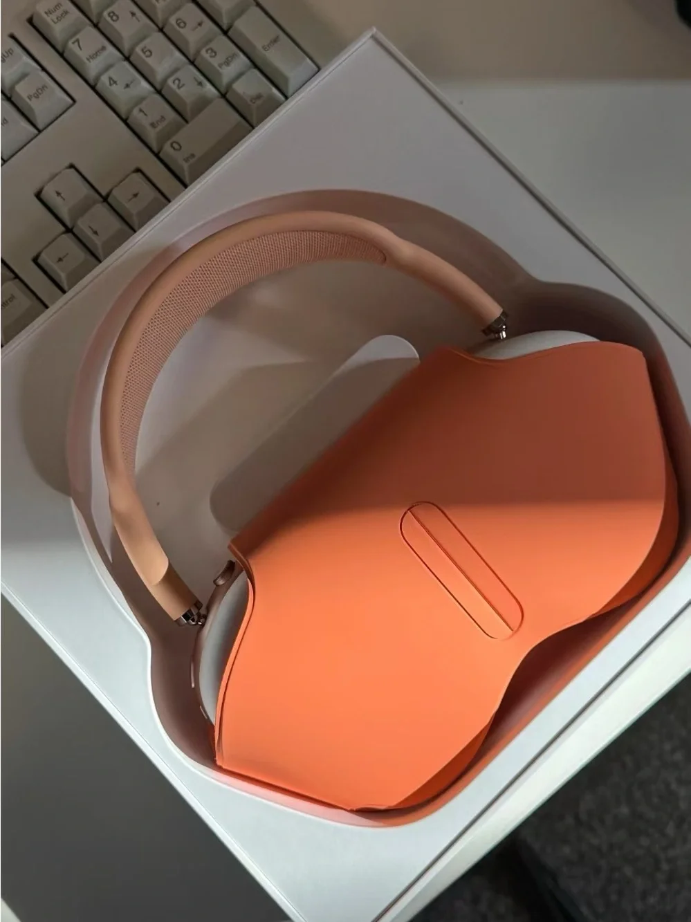 Apple Over-Ear Headphones in Orange with Peach Headband
